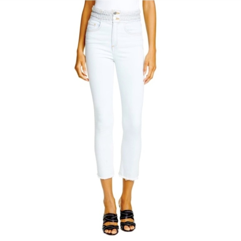 Veronica Beard: Carly Kick Flare Braided Waist Jeans